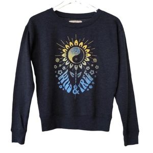 Aeropostle | Navy Blue Wild & Free Sunflower Graphic Crew Neck Sweatshirt XS